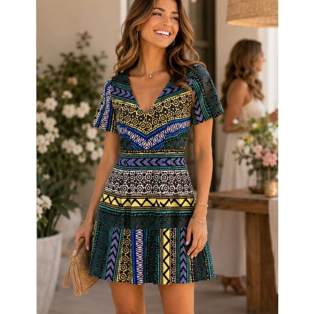 Plenty by Tracy Reese Anthropologie New Moon Geo Mini Dress Women’s Sz 2